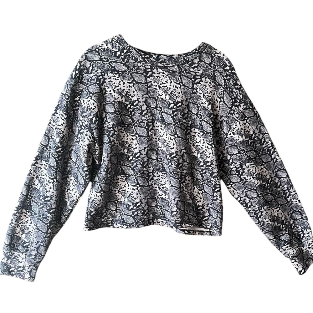 Zara Basic black/gray snakeskin printed short waisted Sweatshirt. Sz.S